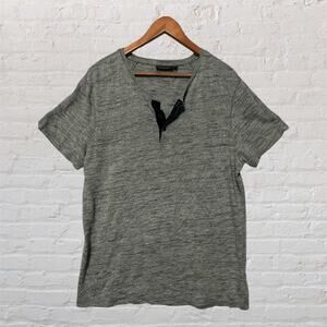 Marc Anthony Gray Short Sleeve Henley Shirt Men’s Soft‎ Knit Slim Fit Casual XL